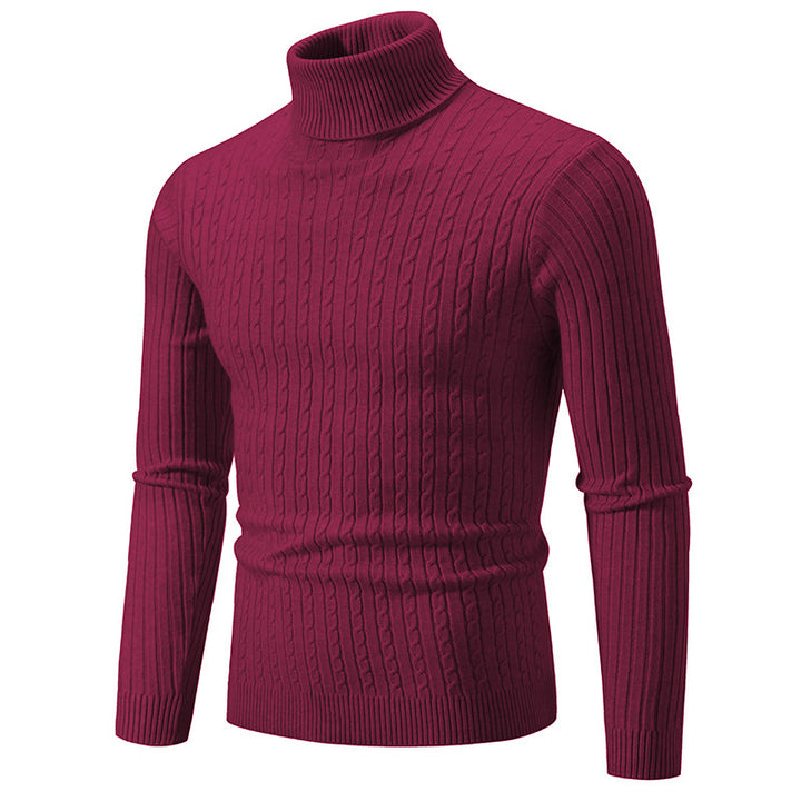 Herren Rollkragenpullover mit strukturiertem Kabelstrickdesign Echoarchiv