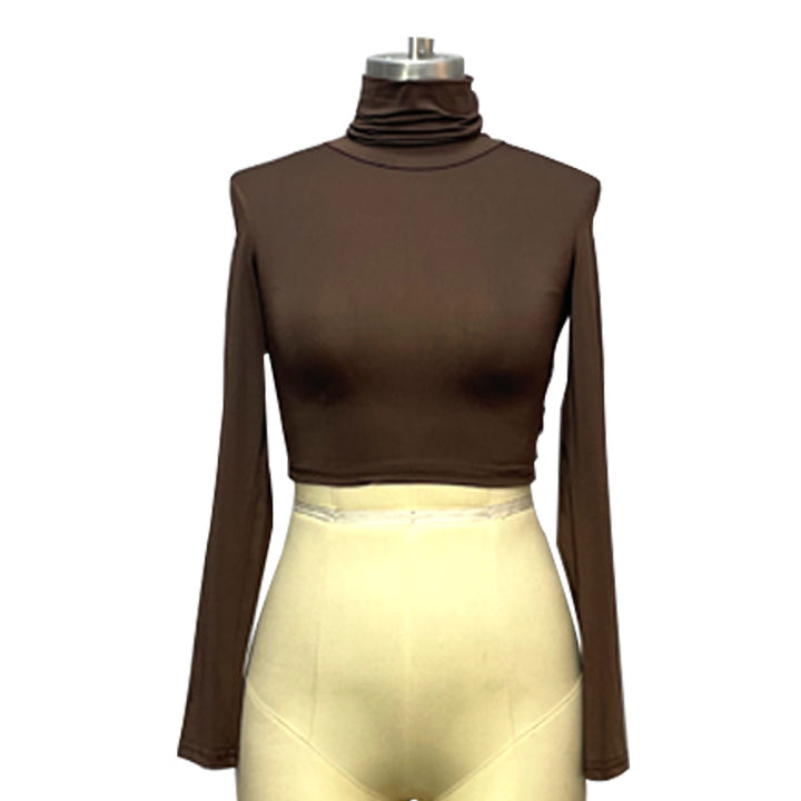Damen Langärmliges Crop-Top mit Stehkragen und figurbetontem Schnitt Echo Archiv