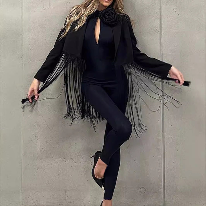 Damen Jumpsuit mit Dekolleté und floralem Akzent Echo Archiv