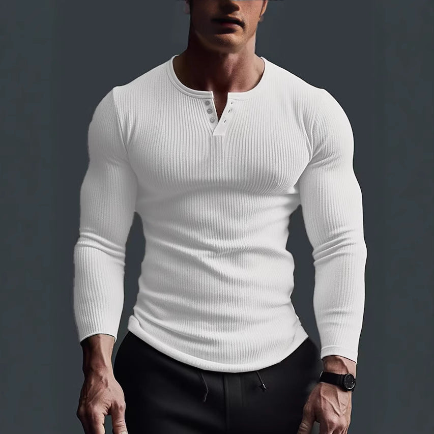 Herren Langarm-Knopfshirt im modernen Rippdesign Echoarchiv