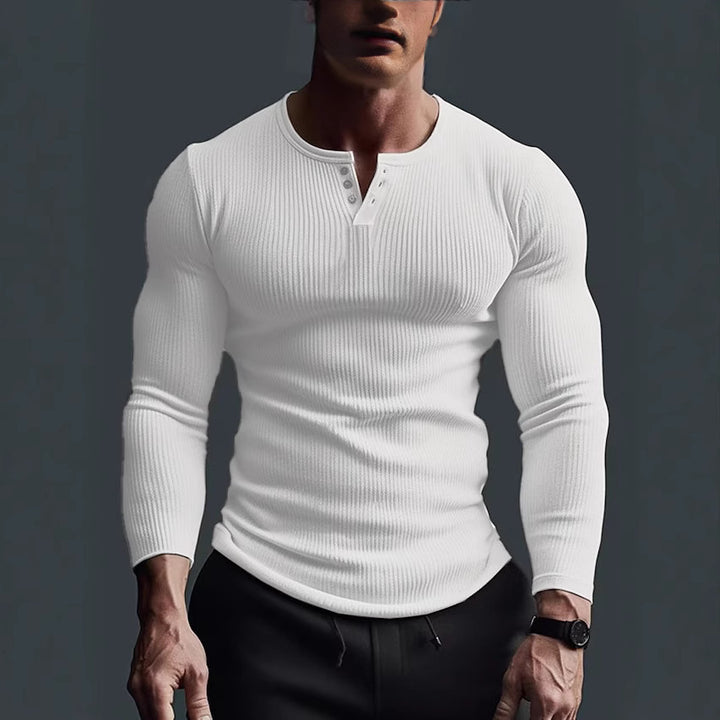 Herren Langarm-Knopfshirt im modernen Rippdesign Echoarchiv