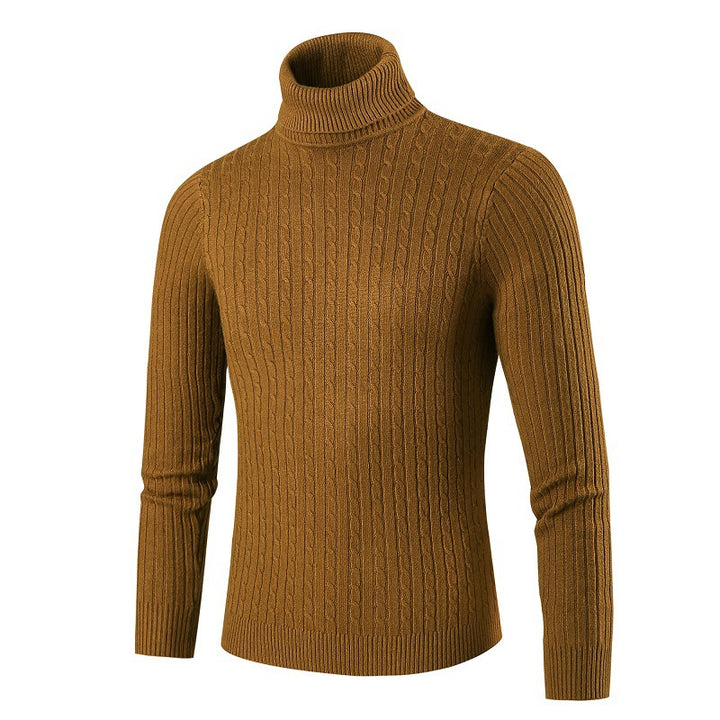 Herren modischer Rollkragenpullover aus strukturiertem Strick Echoarchiv