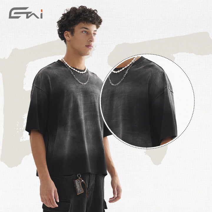 Unisex Oversized Boxy T-Shirt mit verwaschenem Dip-Dye-Effekt Echo Archiv