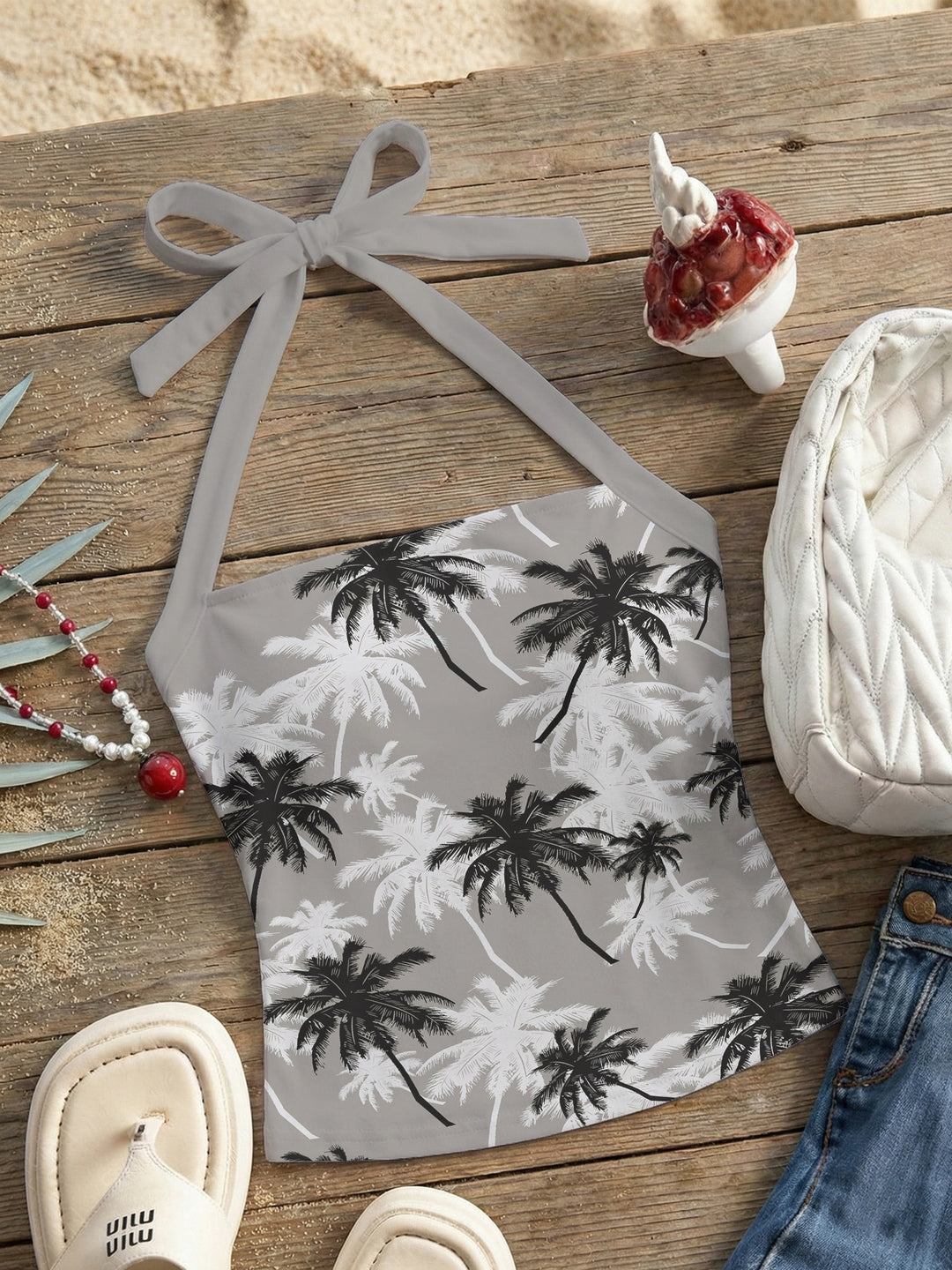 Damen Neckholder Top mit verspieltem Leopardenmuster Echo Archiv