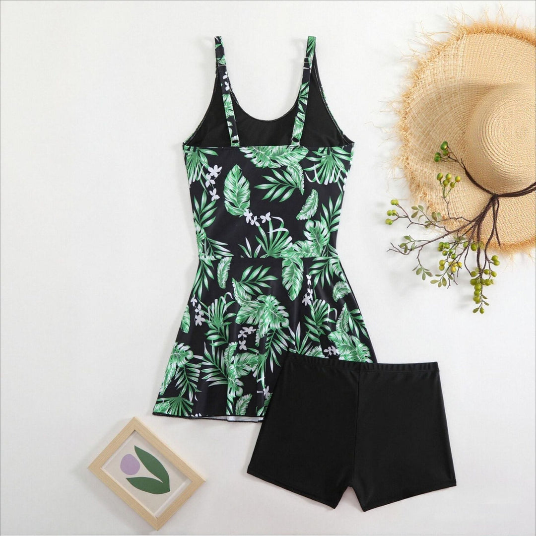 Damen Sportlicher Badeanzug mit floralem Design und integrierten Shorts Echo Archiv
