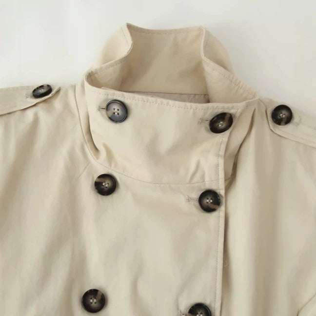 Damen Kurz geschnittene Wollmix-Jacke mit Stehkragen, Reißverschluss und Ballonärmeln Echo Archiv