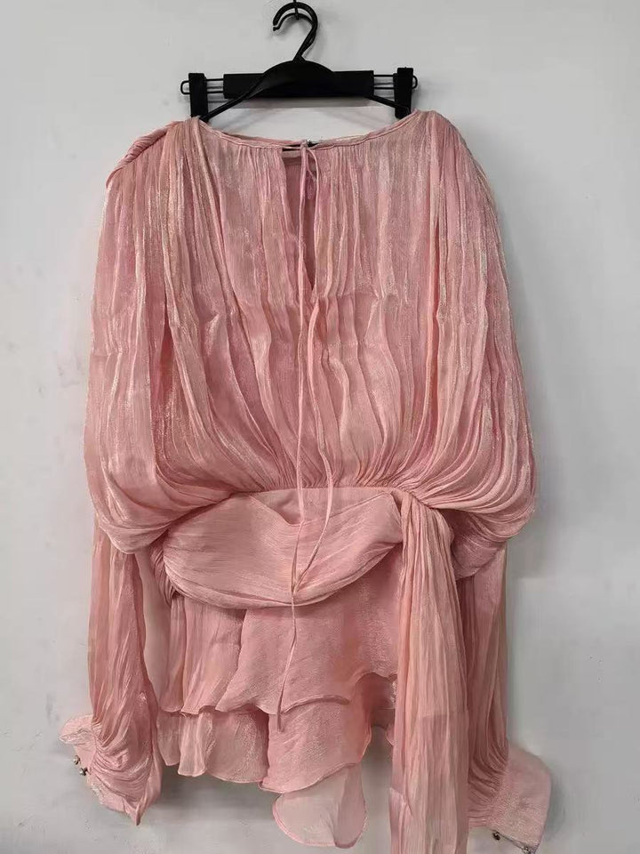 Damen Chiffon Mini Kleid mit eleganten Rüschendetails und verführerischem Wickeldesign Echo Archiv