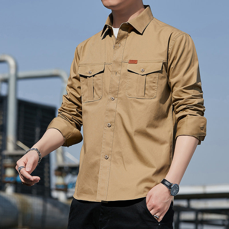Herren leichtes Utility-Overshirt aus Baumwoll-Canvas mit Brustpattentaschen Echoarchiv