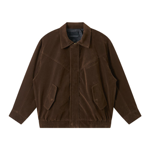 Herren Kurz geschnittener Wildlederoptik Blouson mit elastischem Saum und Pattentaschen Echoarchiv