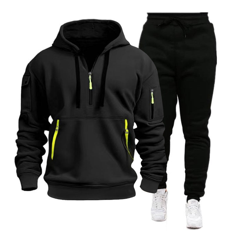 Herren sportliches Fleece-Set mit modischem Reißverschluss und praktischen Taschen Echoarchiv