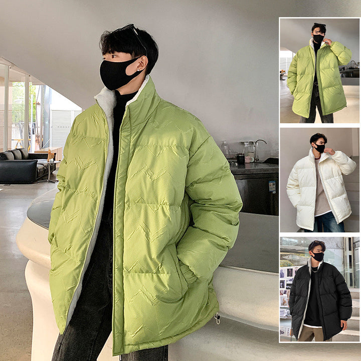 Herren Übergroße Pufferjacke mit hohen Kragen und elastischen Bündchen Echoarchiv