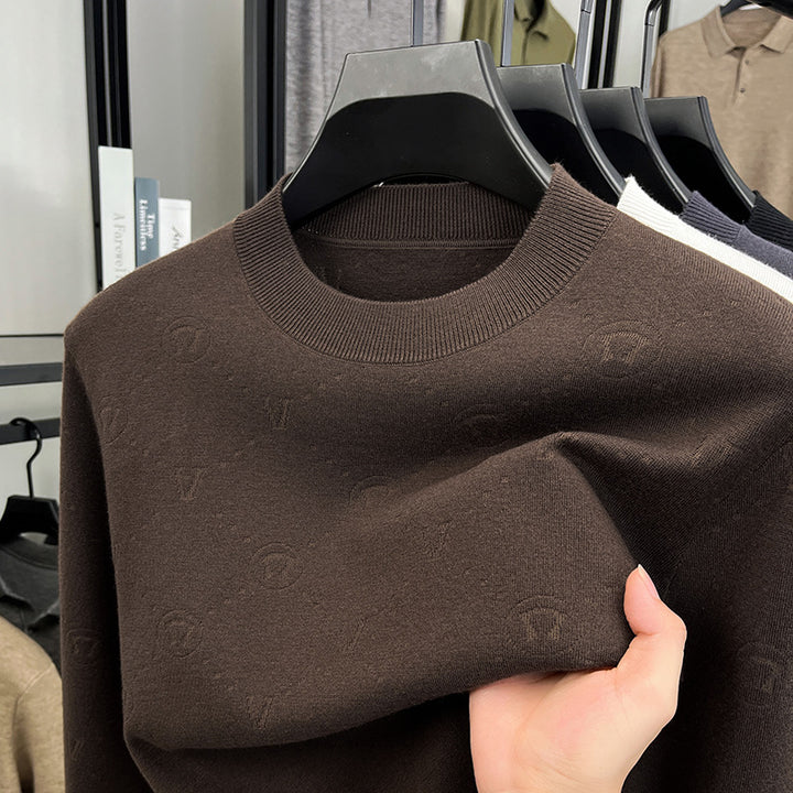 Herren eleganter Rundhalspullover mit strukturiertem Design Echoarchiv
