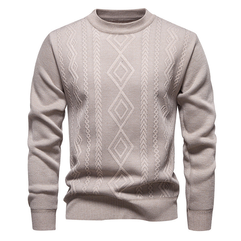 Herren nan gestrickter Rundhalspullover mit Rautenmuster und feinem Strukturstrick Echo Archiv