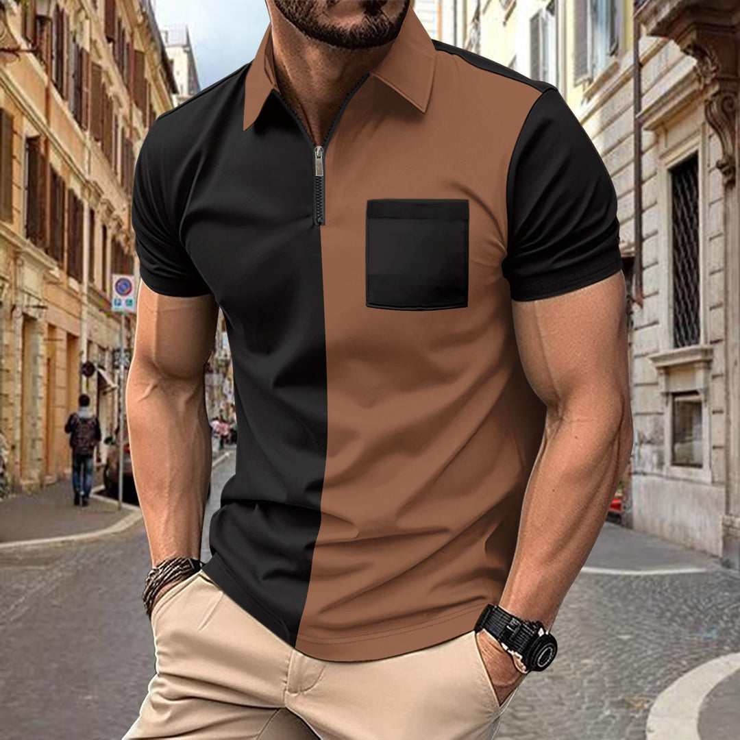 Herren Polohemd mit modernem Zip-Kragen und praktischer Brusttasche Echoarchiv
