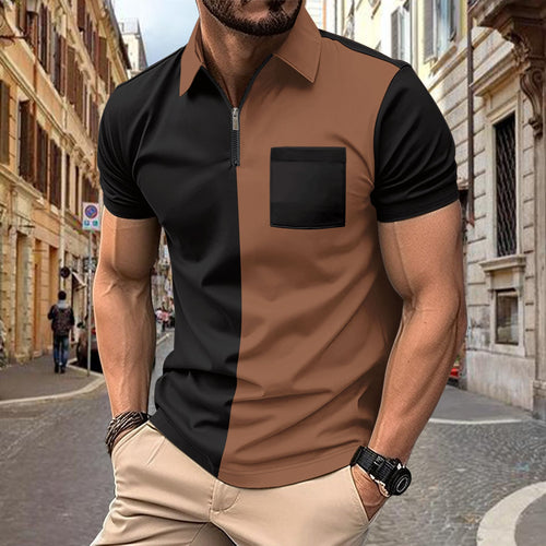 Herren Polohemd mit modernem Zip-Kragen und praktischer Brusttasche Echoarchiv