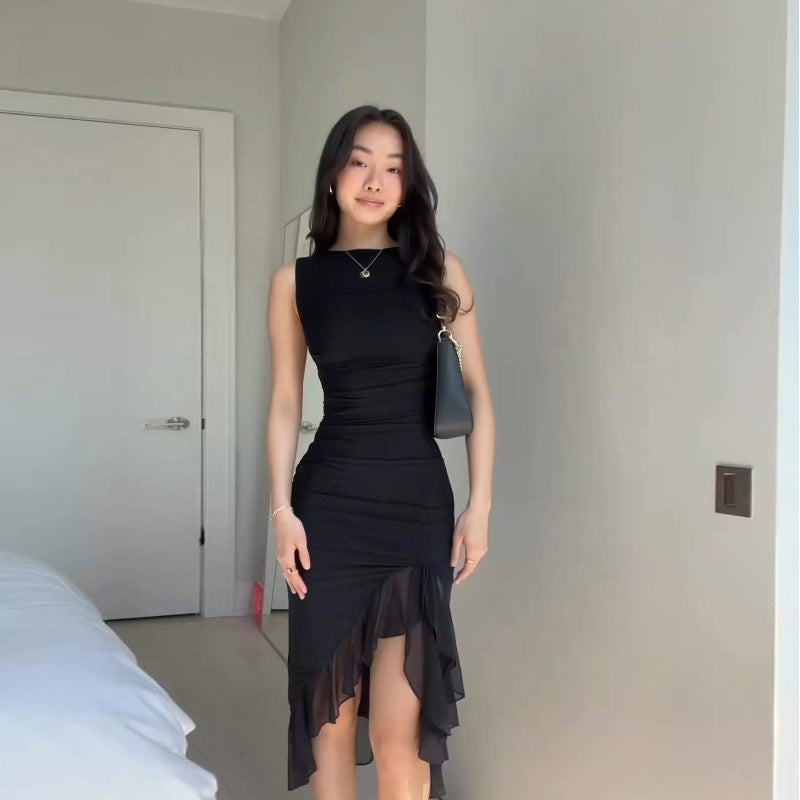 Damen Elegantes Kleid mit Rüschendetails und figurbetontem Schnitt Echo Archiv