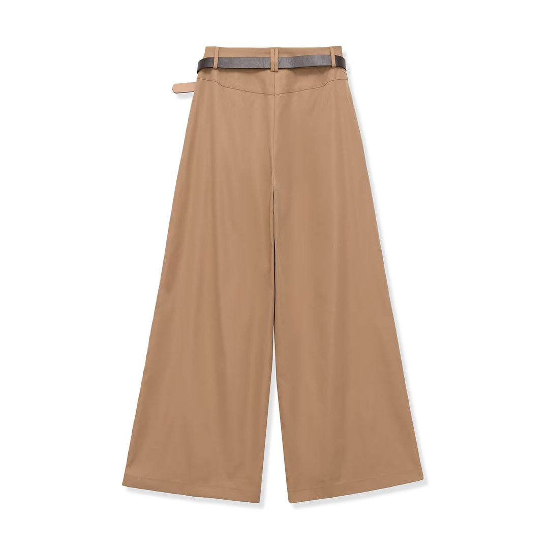 Damen Hochtaillierte Palazzo-Hose mit Bundfalten und Taillengürtel Echo Archiv