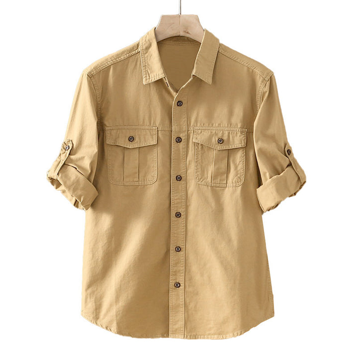 Herren nan robustes Baumwoll-Twill Hemd mit doppelten Brustklappentaschen und Rollärmelsystem Echo Archiv