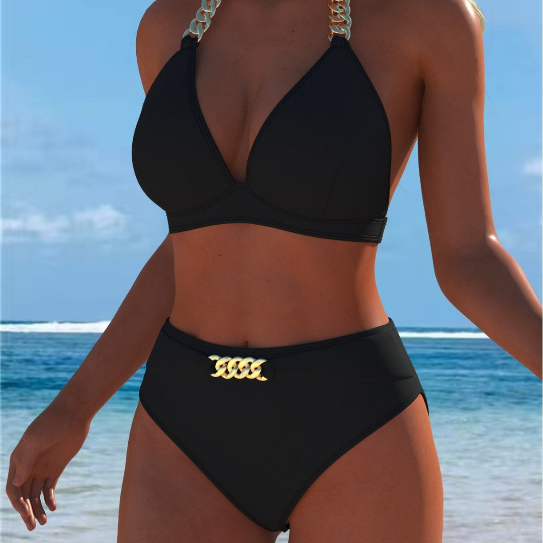 Damen Bikini mit luxuriösem Marmormuster und edlen Details Echoarchiv