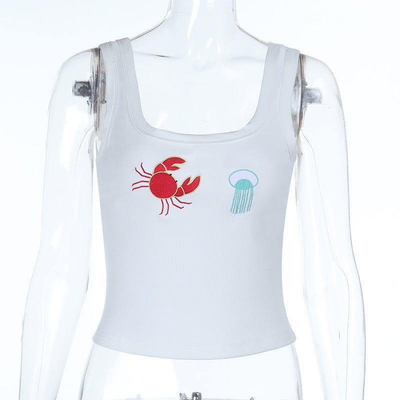 Damen Crop-Top mit maritimen Stickereien Echo Archiv