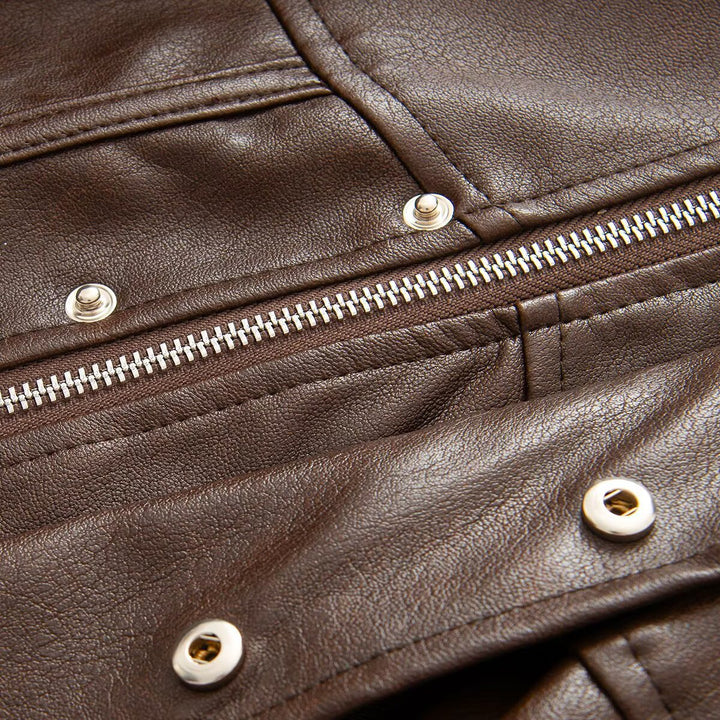 Damen Cropped Lederoptik‑Jacke mit taillierter Korsett‑Teilung und Stehkragen Echoarchiv