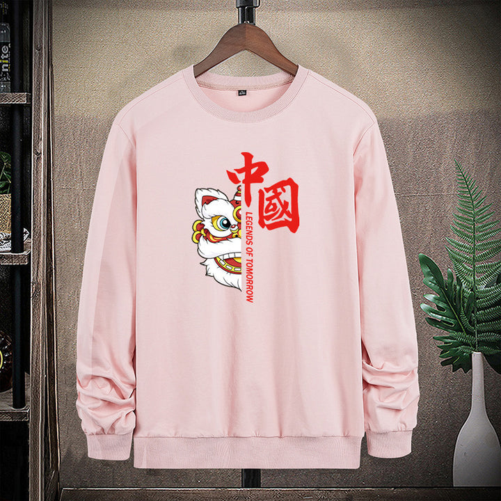 Herren Sweatshirt mit traditionellem Löwentanz‑Motiv und Rundhalsausschnitt Echo Archiv