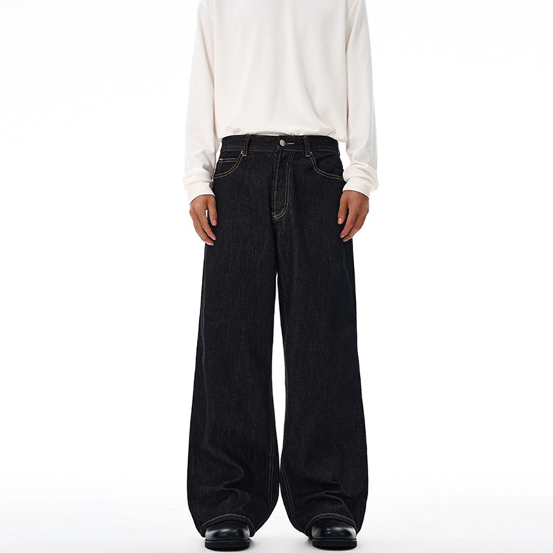 Herren Weite gerade geschnittene Selvedge-Denimhose mit Umschlag Echo Archiv