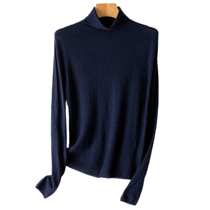 Damen Feiner Crinkle-Rollkragenpullover mit leichtem Fall Echoarchiv