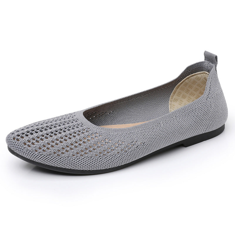 Damen nan atmungsaktive gestrickte Ballerina-Slipper mit perforiertem Obermaterial und orthopädischem Memory-Fußbett Echo Archiv