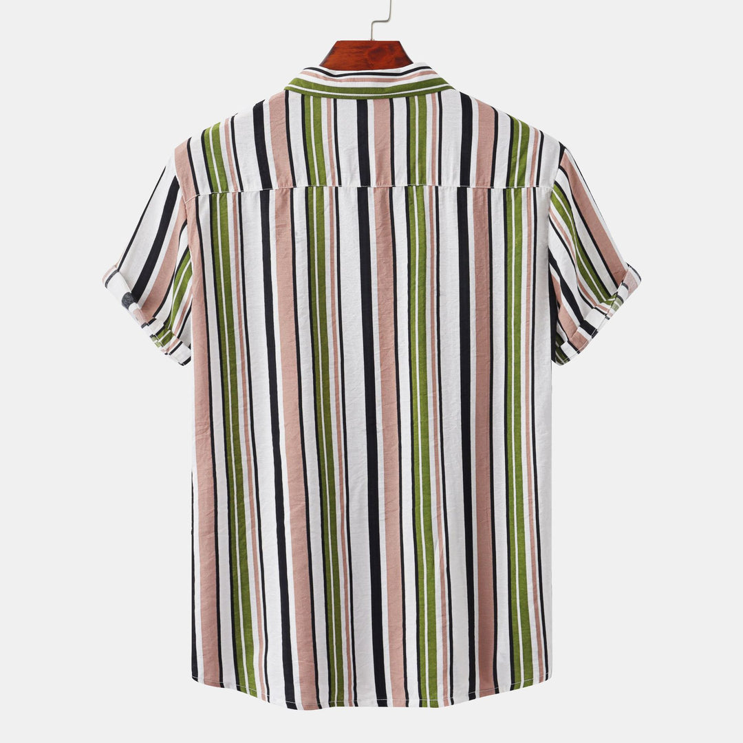 Herren Kurzarmhemd mit lässigem, gestreiftem Design und hochwertiger Baumwollqualität Echoarchiv