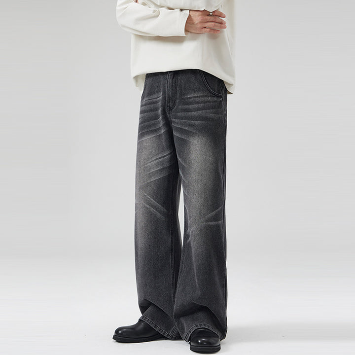 Herren Weite Denim-Jeans im Retro-Workwear-Look mit markanten Whisker- und Faltenakzenten Echo Archiv