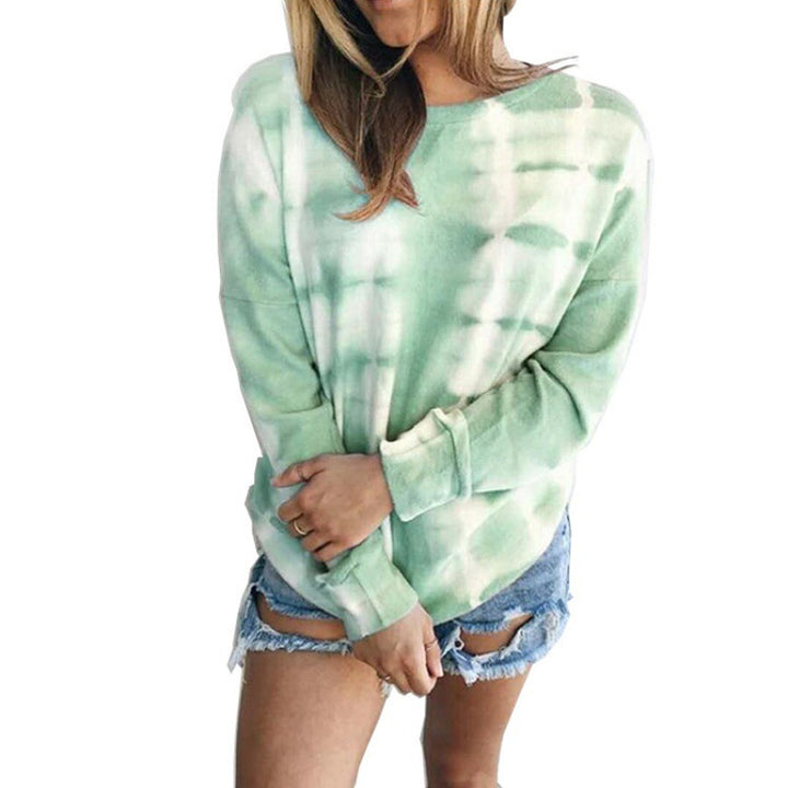 Damen Lockeres Batik-Sweatshirt mit Rundhalsausschnitt, Oversize-Schnitt und Baumwollmischung – Avérine