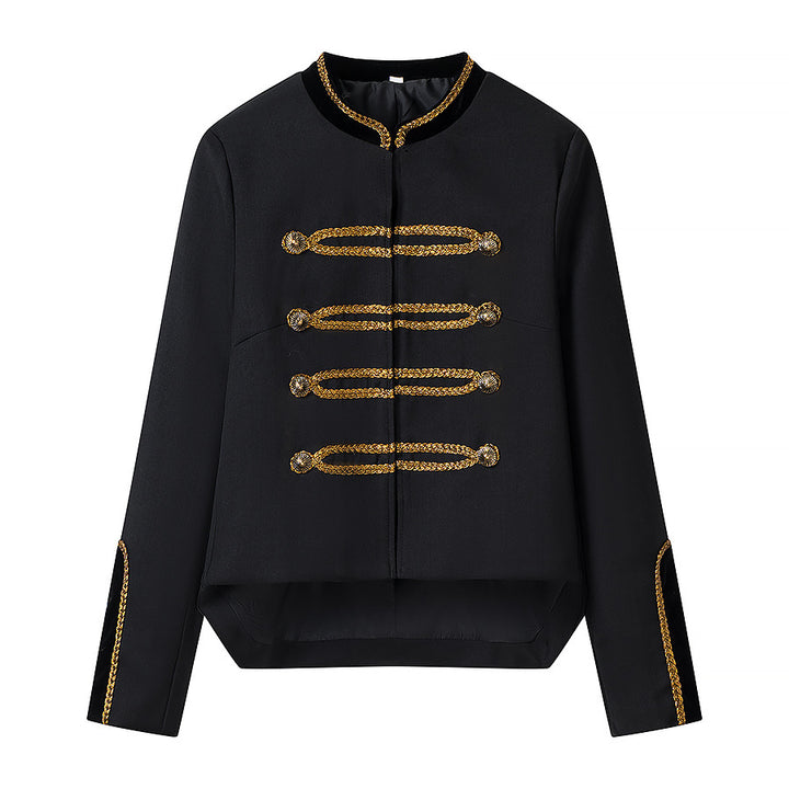 Damen Kurze Militärinspirierte Paradejacke mit goldener Kordelverzierung Echo Archiv