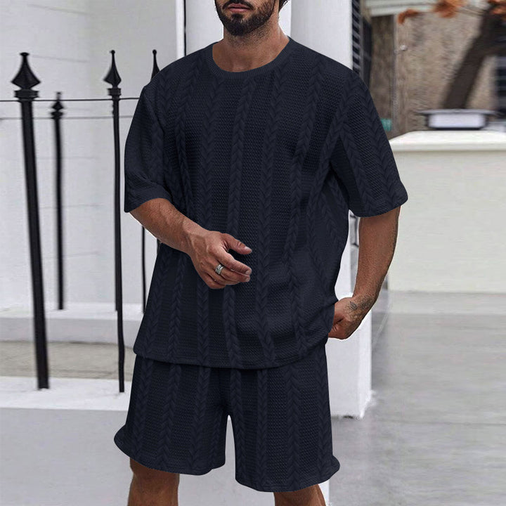Herren luftiges Freizeit-T-Shirt und Shorts Set mit strukturiertem Design Echoarchiv