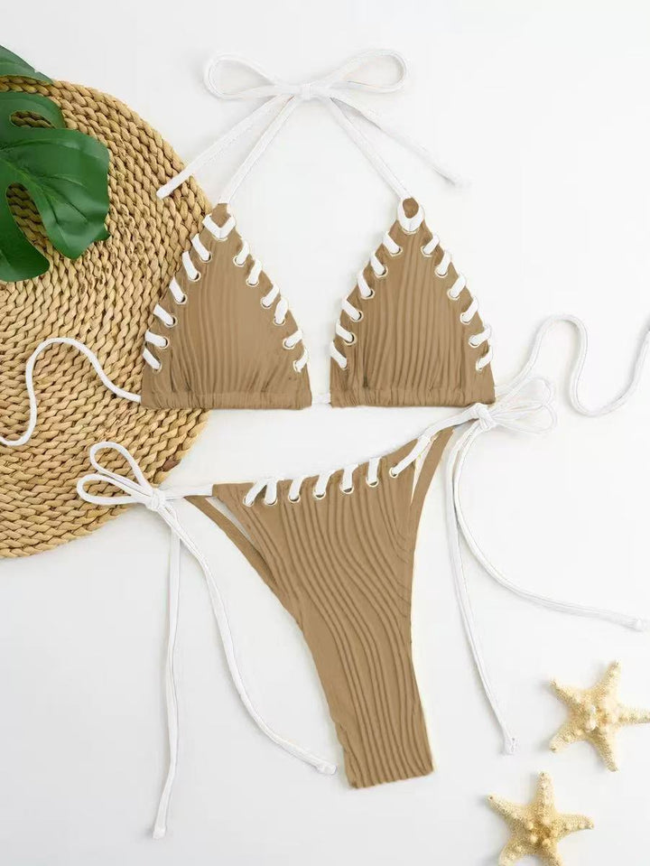 Damen Triangel-Bikini mit raffinierten Schnürdetails und moderner Rippstruktur Echo Archiv