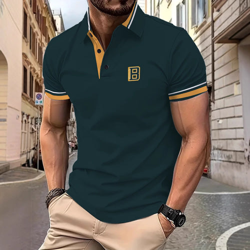 Herren Kurzarm Poloshirt mit modischen Kontrastdetails Echoarchiv