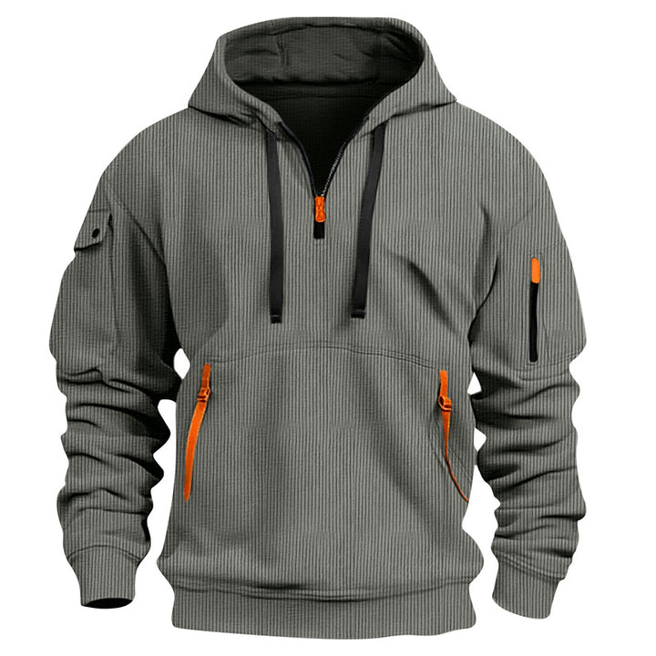 Herren Freizeit-Hoodie mit Kängurutasche und Zwei-Wege-Reißverschluss Echoarchiv