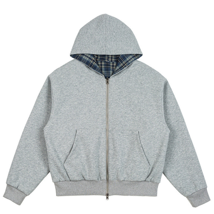 Unisex Gefütterte Kapuzen-Bomberjacke mit karierter Flanell-Innenfütterung und robustem Reißverschluss Echo Archiv