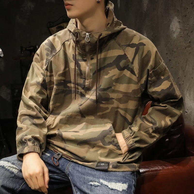 Herren Kapuzen-Anorak mit Halbzip, Kängurutasche und Tunnelzugsaum Echoarchiv