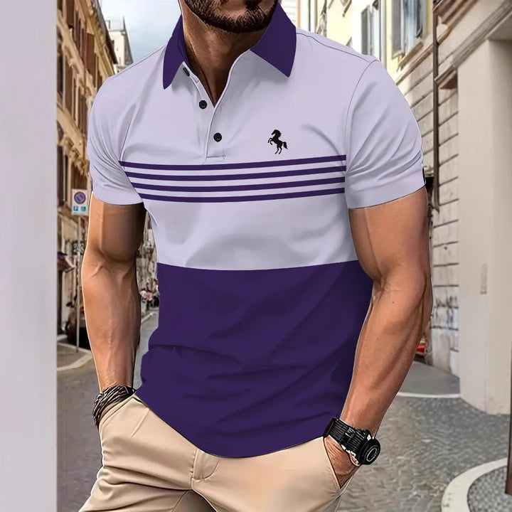 Herren Kurzarm Poloshirt mit stylischem Streifenmuster Echoarchiv