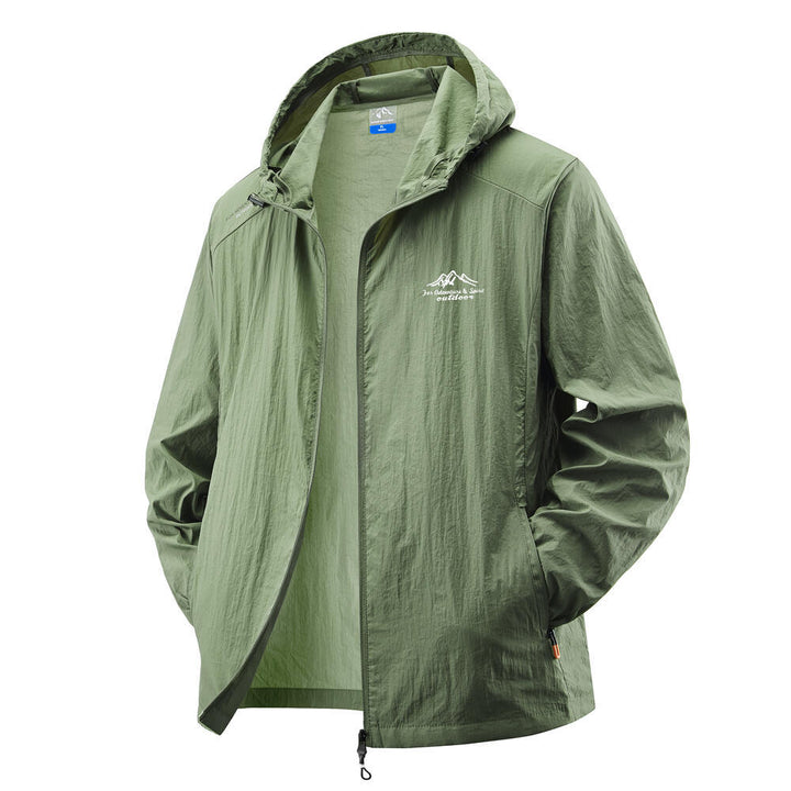 Herren Leichte Windbreaker-Jacke mit verstellbarer Kapuze