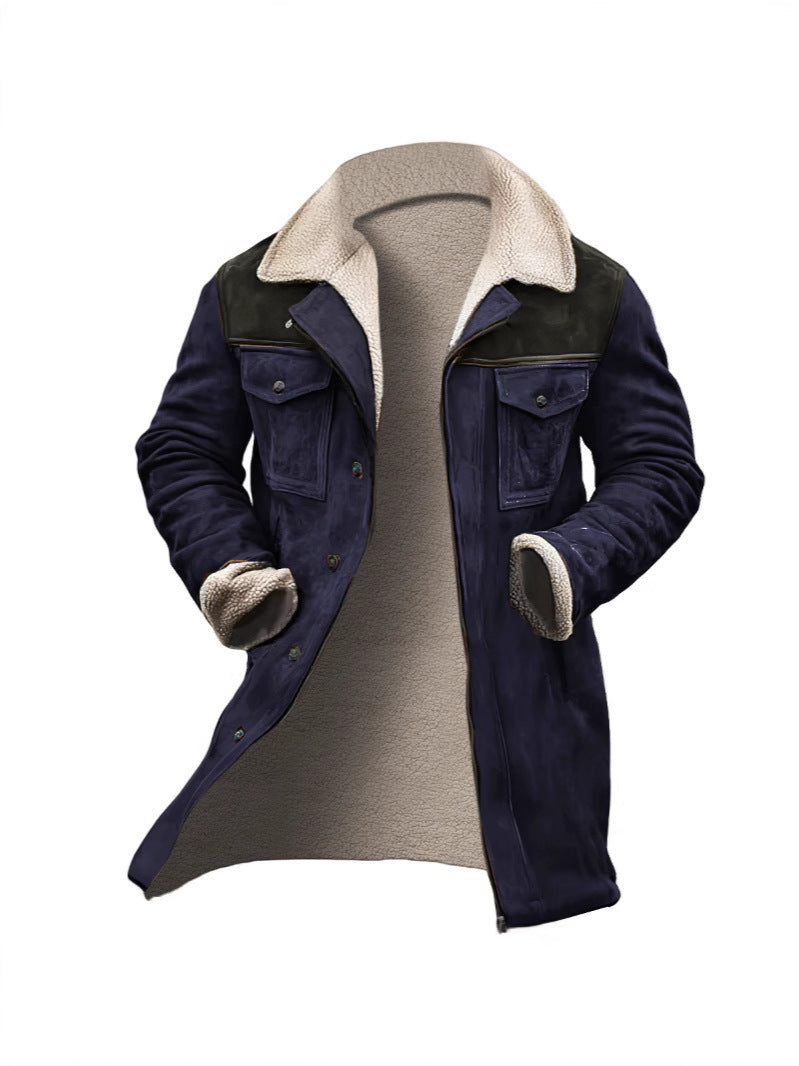 Herren stylische Lammfell-Bomberjacke mit warmem Teddyfell-Futter Echoarchiv