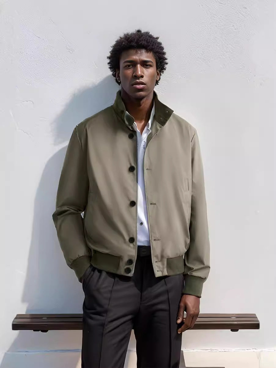 Herren modische Übergangsjacke mit multifunktionalen Taschen und hohem Stehkragen Echoarchiv