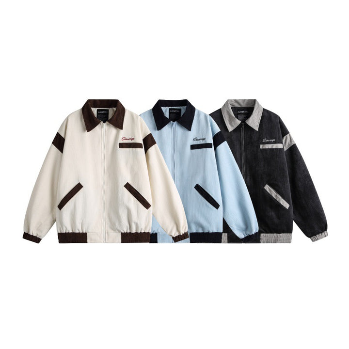 Unisex Harrington-Blousonjacke mit Strukturstoff und Kontrastbesatz Echoarchiv