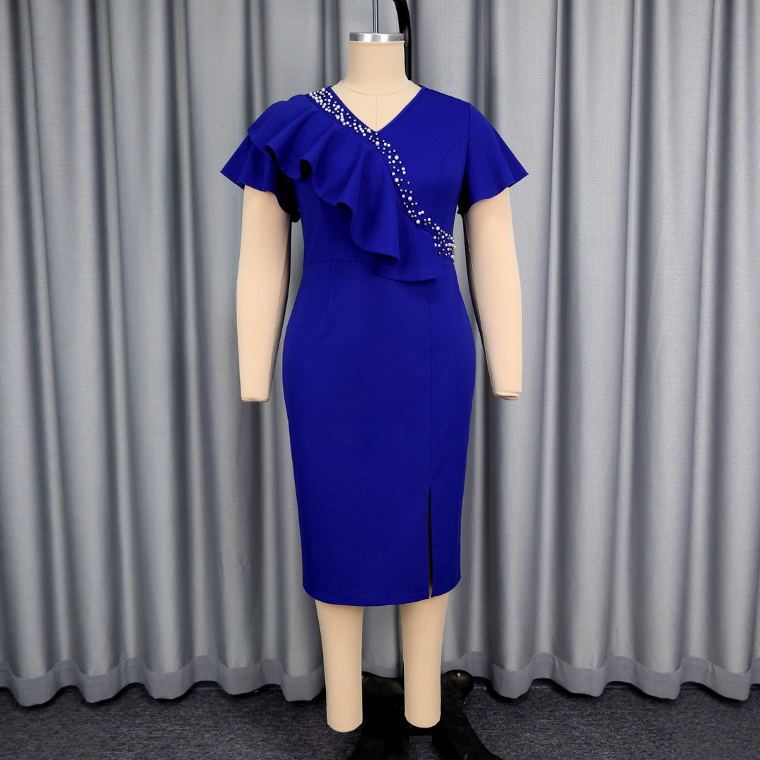 Damen elegantes, figurbetontes Kleid mit Rüschendetails und funkelndem Akzent Echo Archiv