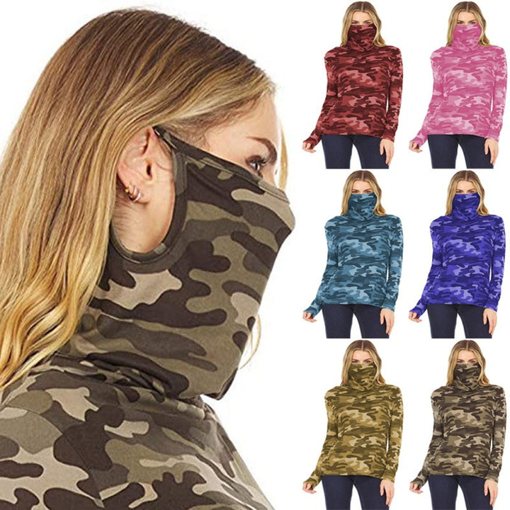 Damen Camouflage-Jersey-Longsleeve mit integriertem Schlauchkragen Echoarchiv