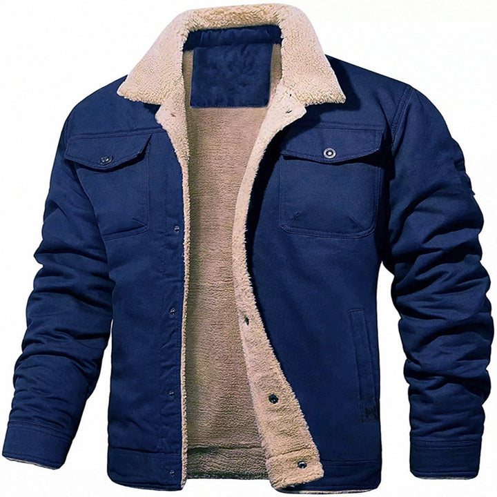 Herren Shirtjacke im Worker-Stil mit Sherpa-Futter und Pattentaschen Echoarchiv