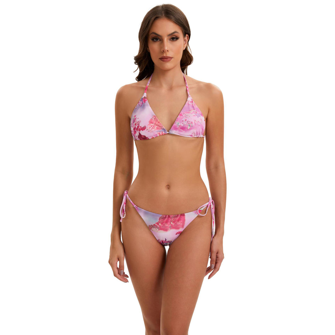 Damen Bikini-Set mit langärmeligem Crop-Top und floralem Design Echo Archiv