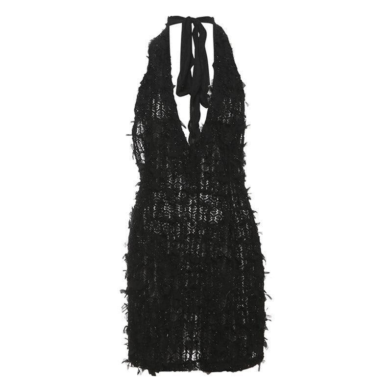 Damen Maxikleid mit raffinierten Fransen und tiefem V-Ausschnitt Echo Archiv