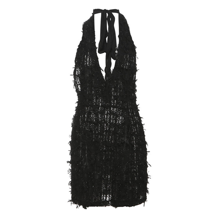 Damen Maxikleid mit raffinierten Fransen und tiefem V-Ausschnitt Echo Archiv